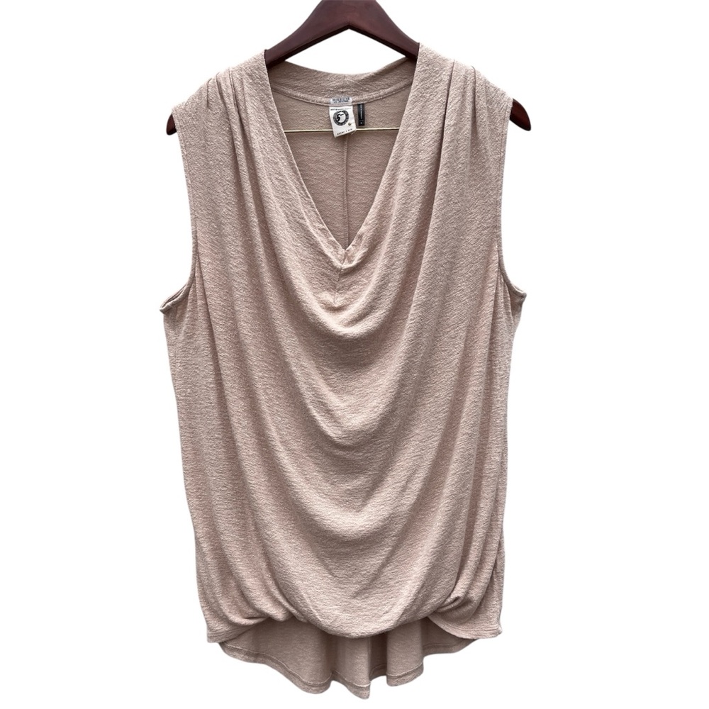 Anthropologie Akemi + Kin Blouse Sleeveless Draped Knit Cowlneck Gold Medium M